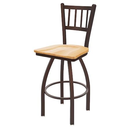 Holland Bar Stool Co 30" Swivel Bar Stool, Bronze Finish, Nat Oak Seat 81030BZNatOak